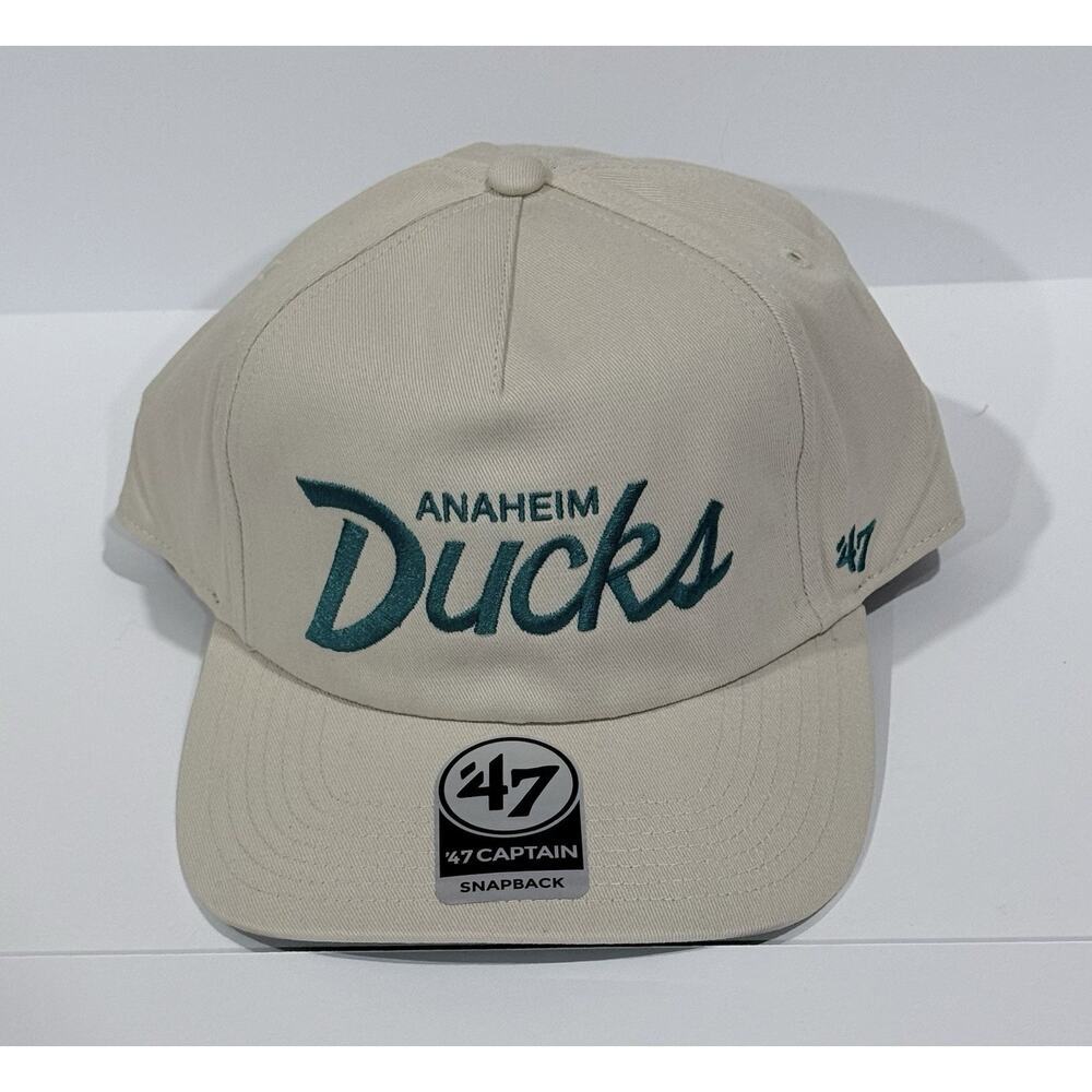 47 Anaheim Ducks Captain Snapback Hat Cream Green NHL Adjustable Cap